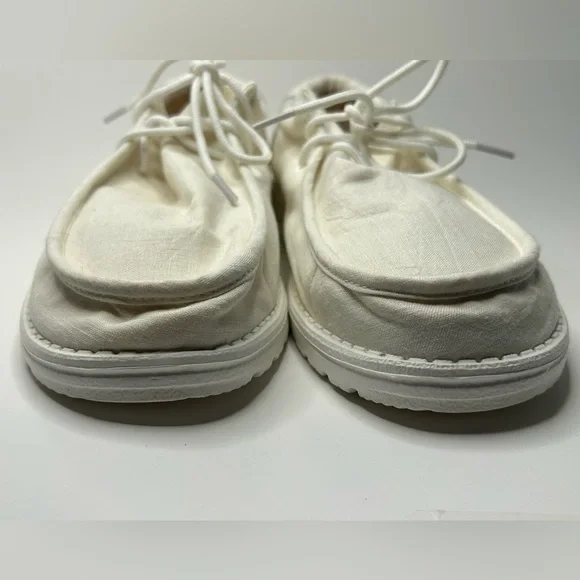 Hey Dude Natural Collection White Linen Mens Comfort Loafer Size 12 - Picture 3 of 11